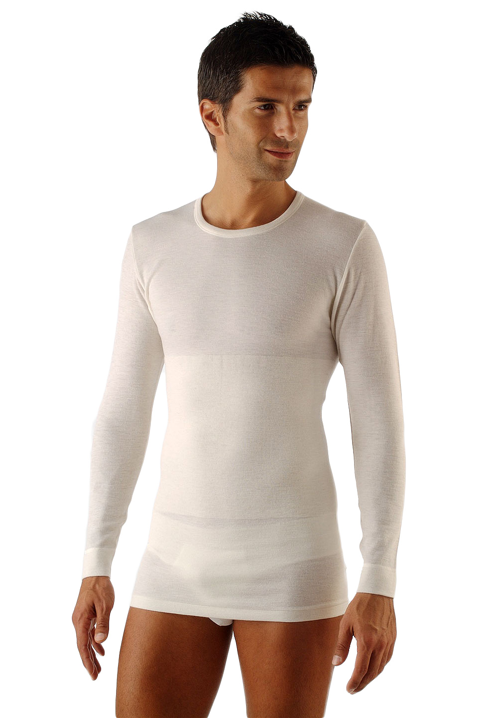 Maglia termica uomo manica lunga lana cotone con fascia lombare verteb