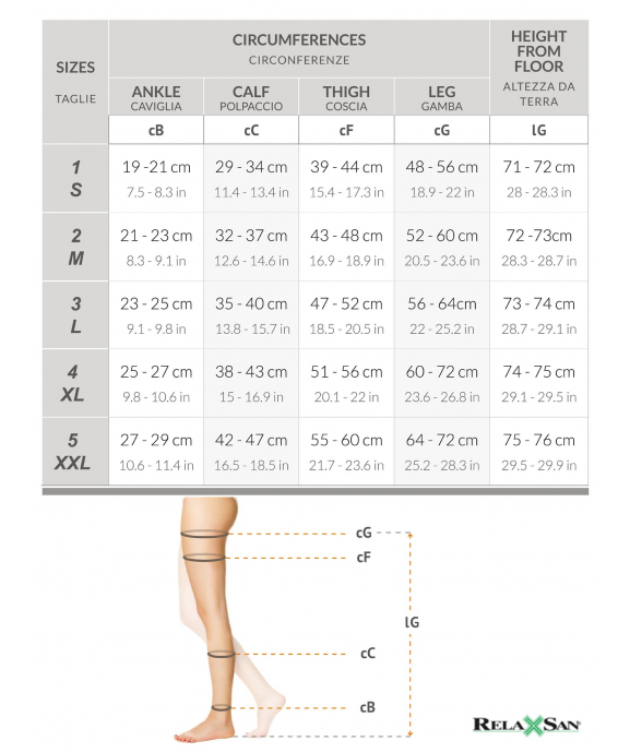 Compressione Graduata Tabella Misure Collant Collant Medicali In