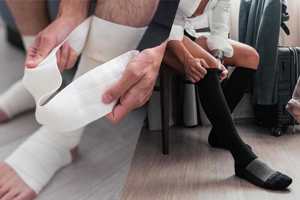Bendaggi drenanti e calze a compressione: pro e contro delle due soluzioni